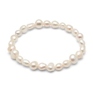 kyoto pearl white freshwater cultured baroque pearl stretch bracelet (multi-size)