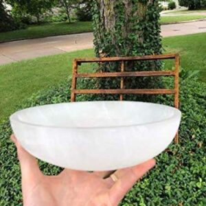 CrystalsAhoy Large Selenite Bowl, XL 5.5" - 6" Hand made Moroccan Selenite, Reiki Charged Moroccan Selenite XL 6-Inch Charging Station Extra Large Crystal Bowl