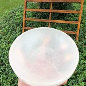 CrystalsAhoy Large Selenite Bowl, XL 5.5" - 6" Hand made Moroccan Selenite, Reiki Charged Moroccan Selenite XL 6-Inch Charging Station Extra Large Crystal Bowl