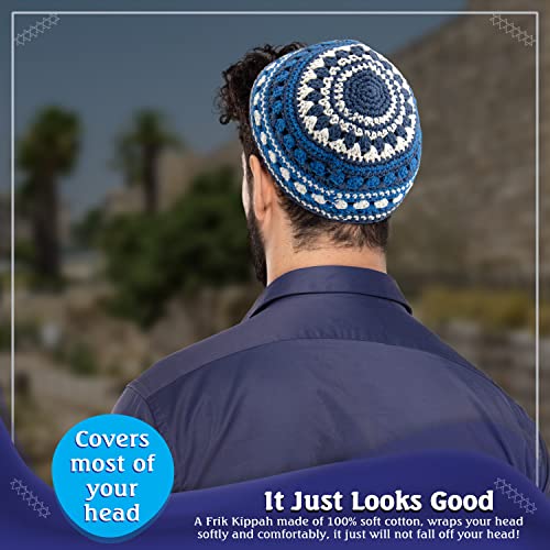 HolYudaica Pack of 4-Pcs - Hq 23cm/Large Size Mix Colors Handmade Frik Kippah for Men Boys and Kids, Yamaka Hat from Israel - Kippot Bulk (Mix 3)