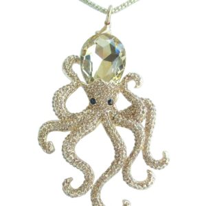 Sindary Unique Animal Octopus Necklace Pendant Rhinestone Crystal NL5097 (Gold-Tone Brown)