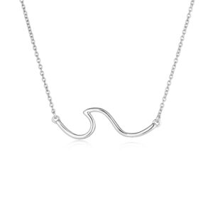 YFN Wave Necklace Sterling Silver Ocean Wave Choker Necklace Ocean Jewelry Beach Necklace for Women Gifts