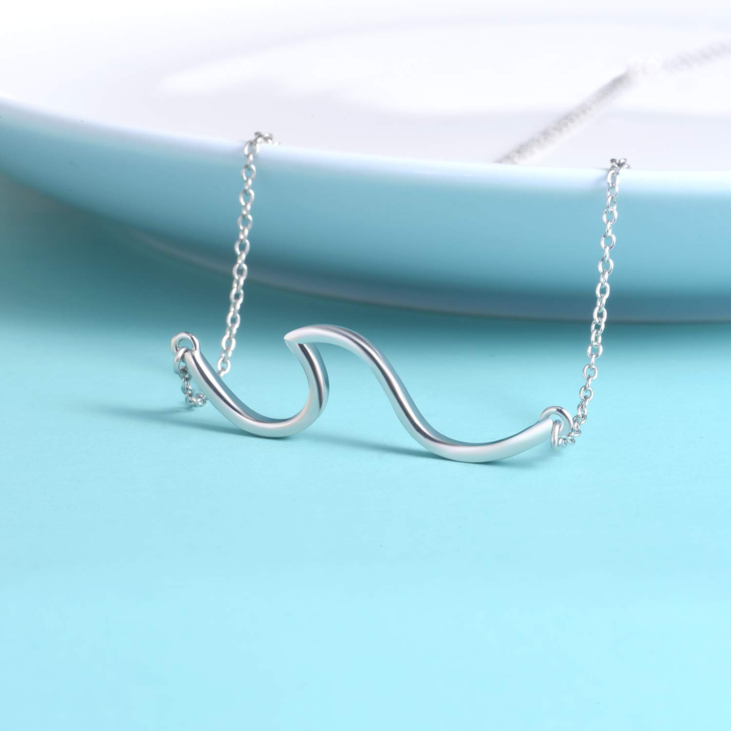 YFN Wave Necklace Sterling Silver Ocean Wave Choker Necklace Ocean Jewelry Beach Necklace for Women Gifts