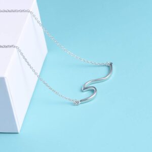 YFN Wave Necklace Sterling Silver Ocean Wave Choker Necklace Ocean Jewelry Beach Necklace for Women Gifts