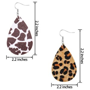 20 Pieces Petal Leather Earrings Leopard Print Earrings Teardrop Dangle Earrings