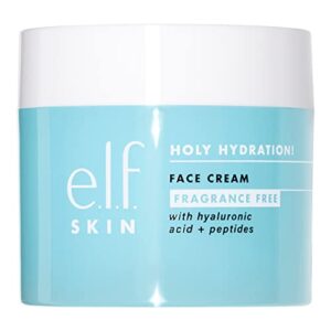 e.l.f. holy hydration! face cream - fragrance free, smooth, non-greasy, lightweight, nourishing, moisturizes, softens, absorbs quickly, suitable for all skin types, 1.76 oz