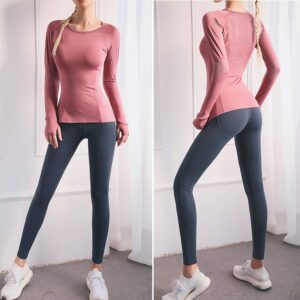 DREAM SLIM Women Long Sleeve Workout Shirts UPF50+ Sun Protection Mesh Back Yoga Gym Outdoor Fishing Hiking T-Shirt Pink