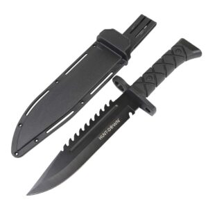 hunt-down 14.5" tactical hunting knife abs handle 3cr13 stainless steel all black