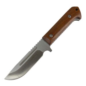 hunt-down 9.5" full tang hunting knife fixed blade wood handle stainless steel