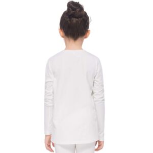 MANCYFIT Thermal Tops for Girls Fleece Lined Underwear Long Sleeve Undershirts Baselayer White Small