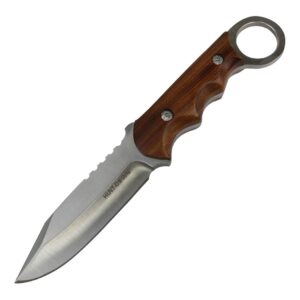 hunt-down 9.5" full tang hunting knife fixed blade wood handle stainless steel