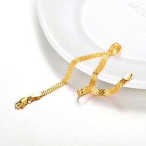 SISGEM 18k Gold Bracelets for Women, Real Gold Italian Mesh Link Chain Bracelet Jewelry for Ladies (2.8 mm)