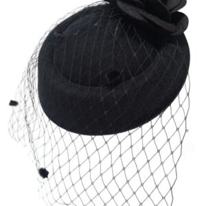 Ro Rox Fascinator Hat | Vintage Hats for Weddings | Vintage, Tea Party & Church Hat | Women's Hair Accessories Black