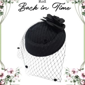 Ro Rox Fascinator Hat | Vintage Hats for Weddings | Vintage, Tea Party & Church Hat | Women's Hair Accessories Black