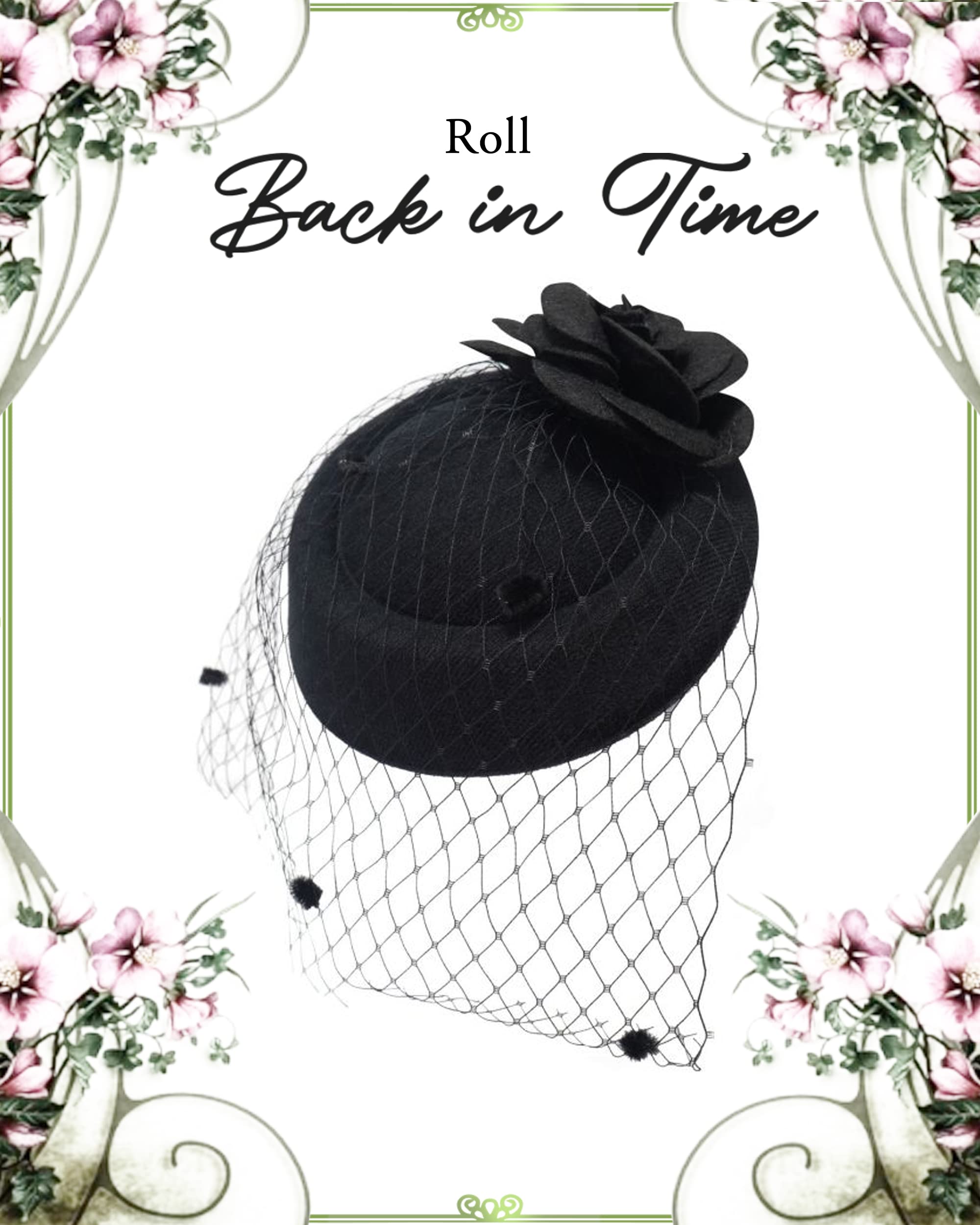 Ro Rox Fascinator Hat | Vintage Hats for Weddings | Vintage, Tea Party & Church Hat | Women's Hair Accessories Black