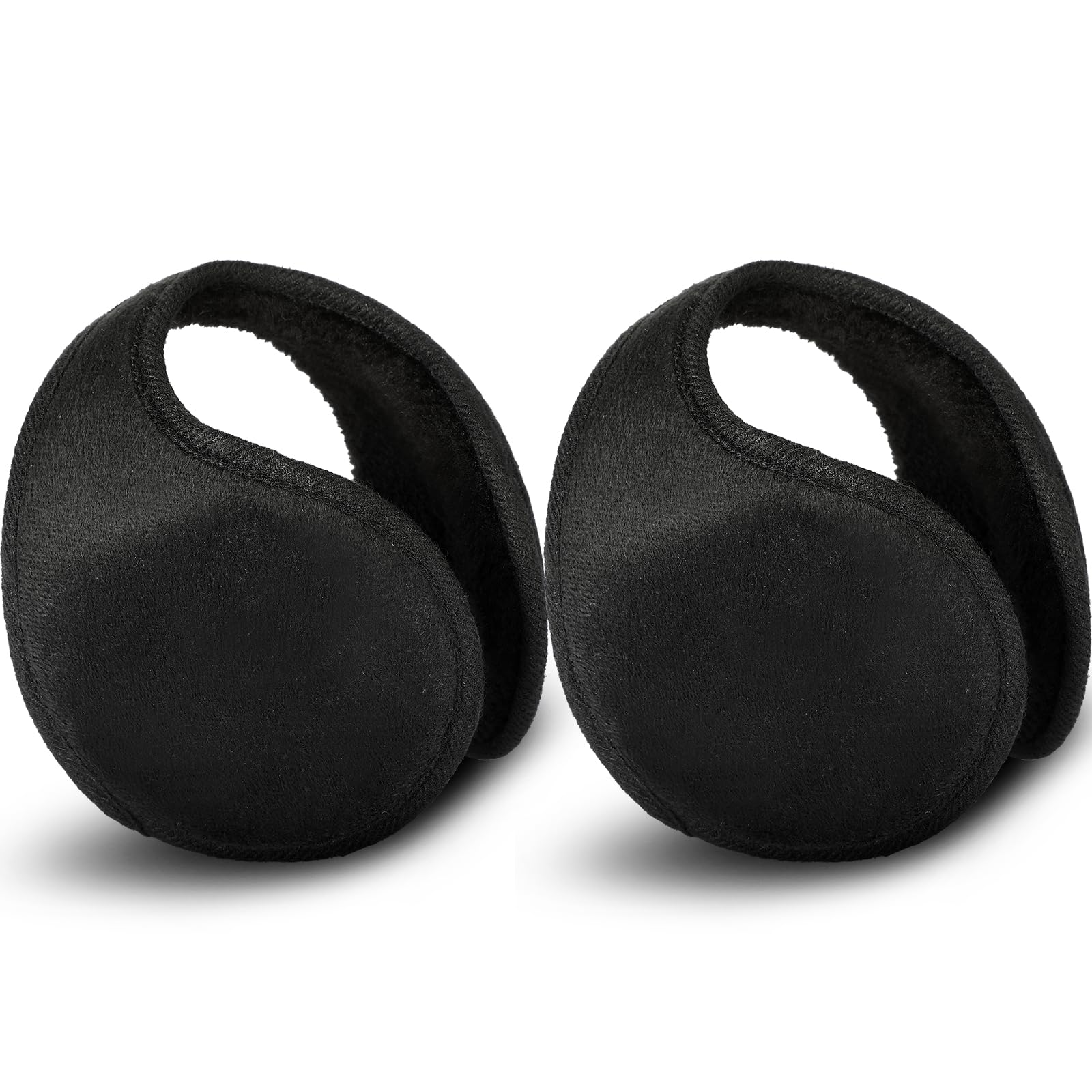 SATINIOR 2 Packs Fleece Earmuffs Winter for Men Women Ear Warmer Fleece Ear Muff Winter Accessory for Men Women Kids (Black,Medium)