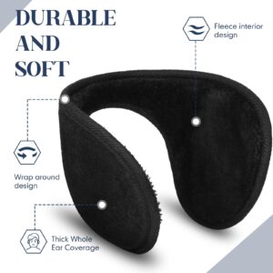 SATINIOR 2 Packs Fleece Earmuffs Winter for Men Women Ear Warmer Fleece Ear Muff Winter Accessory for Men Women Kids (Black,Medium)