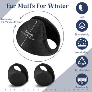 SATINIOR 2 Packs Fleece Earmuffs Winter for Men Women Ear Warmer Fleece Ear Muff Winter Accessory for Men Women Kids (Black,Medium)