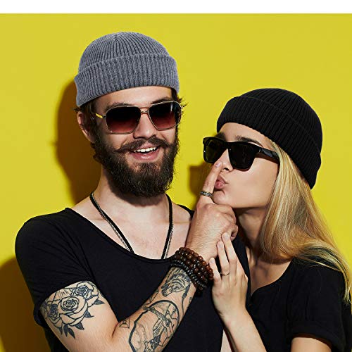 SATINIOR Trawler Beanie Watch Hat Roll-up Edge Skullcap Fisherman Beanie for Women Men (Dark Gray)