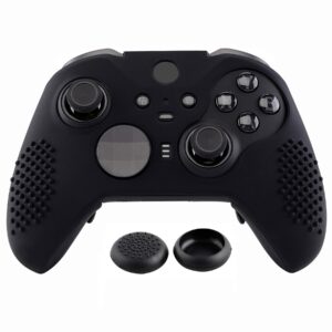 extremerate black soft anti-slip silicone cover skins, controller protective case for new xbox one elite series 2, xbox elite 2 core with thumb grips analog caps