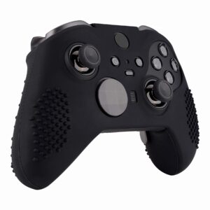 eXtremeRate Black Soft Anti-Slip Silicone Cover Skins, Controller Protective Case for New Xbox One Elite Series 2, Xbox Elite 2 Core with Thumb Grips Analog Caps