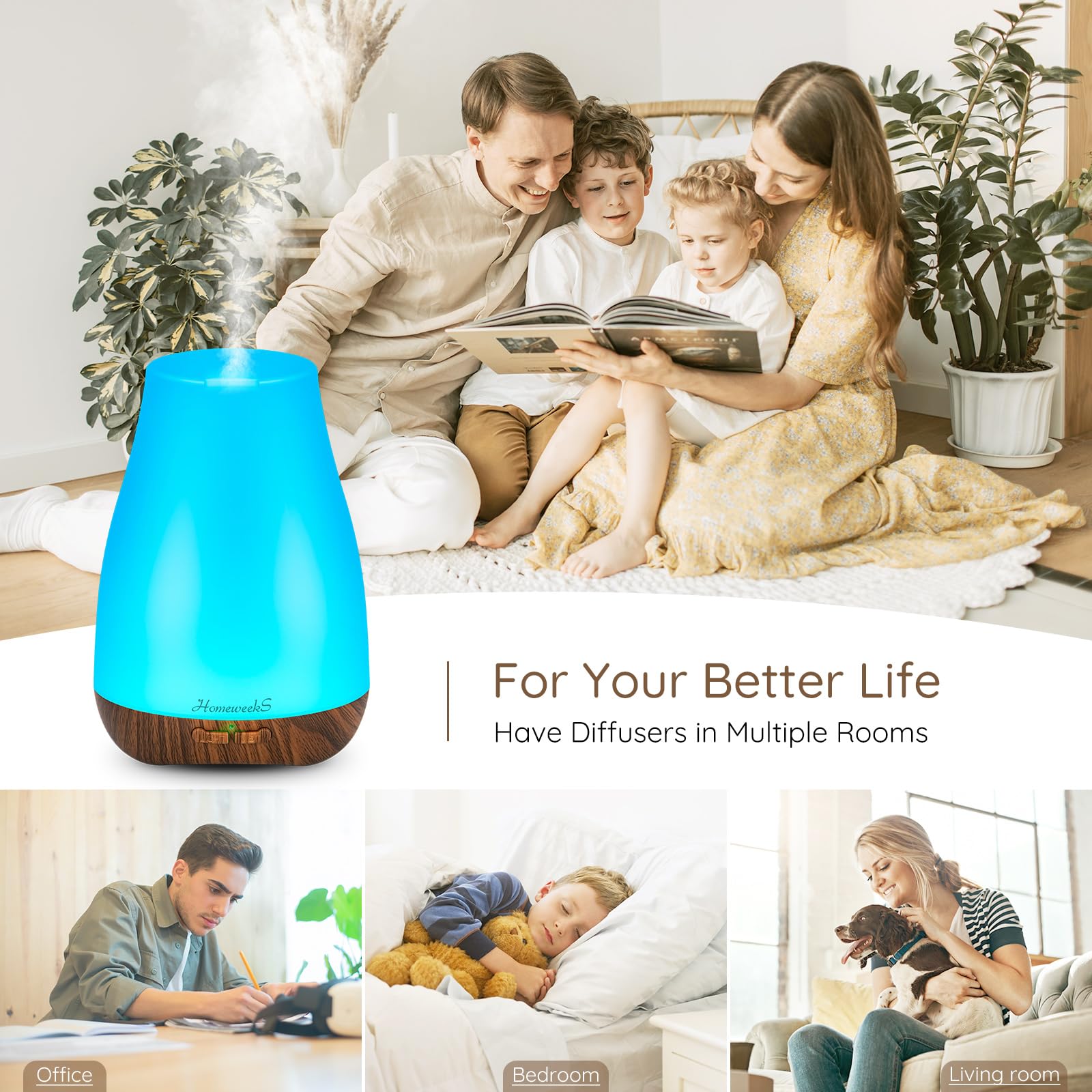 Aromatherapy Essential Oil Diffuser for Room: Air Humidifier Aroma Scent Cool Mist Diffuser Colorful Light Cute Mini Small Waterless Auto Off Ultrasonic Diffusers for Home Bedroom