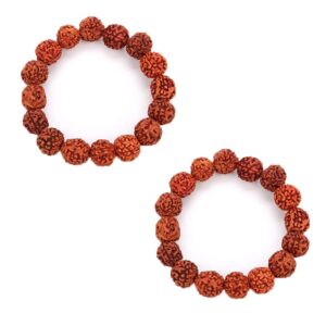 petrichor original 5 mukhi nepal rudraksha bead elastic bracelet (pack of 2) daily fashion wear