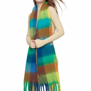 Yatemiole Women's Cashmere Big Coloured Checked Scarf Winter Warm Wrap Scarf (Pattern - 3)