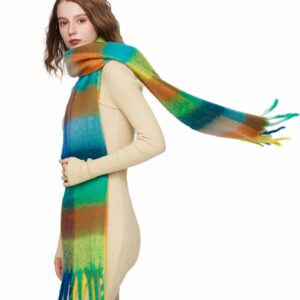 Yatemiole Women's Cashmere Big Coloured Checked Scarf Winter Warm Wrap Scarf (Pattern - 3)