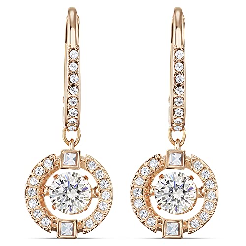 SWAROVSKI Una Pierced Drop Earrings with Dancing Crystal and Matching Pavé on a Rose-Gold Tone Finish Setting, Part of the Swarovski Una Collection