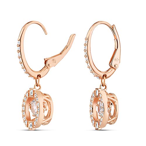 SWAROVSKI Una Pierced Drop Earrings with Dancing Crystal and Matching Pavé on a Rose-Gold Tone Finish Setting, Part of the Swarovski Una Collection