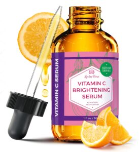 vitamin c brightening serum by leven rose 100% natural dark spot remover for face for collagen boost, anti-aging, deep hydrating for dry skin, collagen building face moisturizer 1 oz