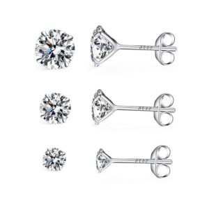 3 Pairs 925 Sterling Silver Cubic Zirconia Stud Earrings Hypoallergenic Earring CZ Cartilage Tragus Earring Sets for Women Men Girls 3mm4mm5mm