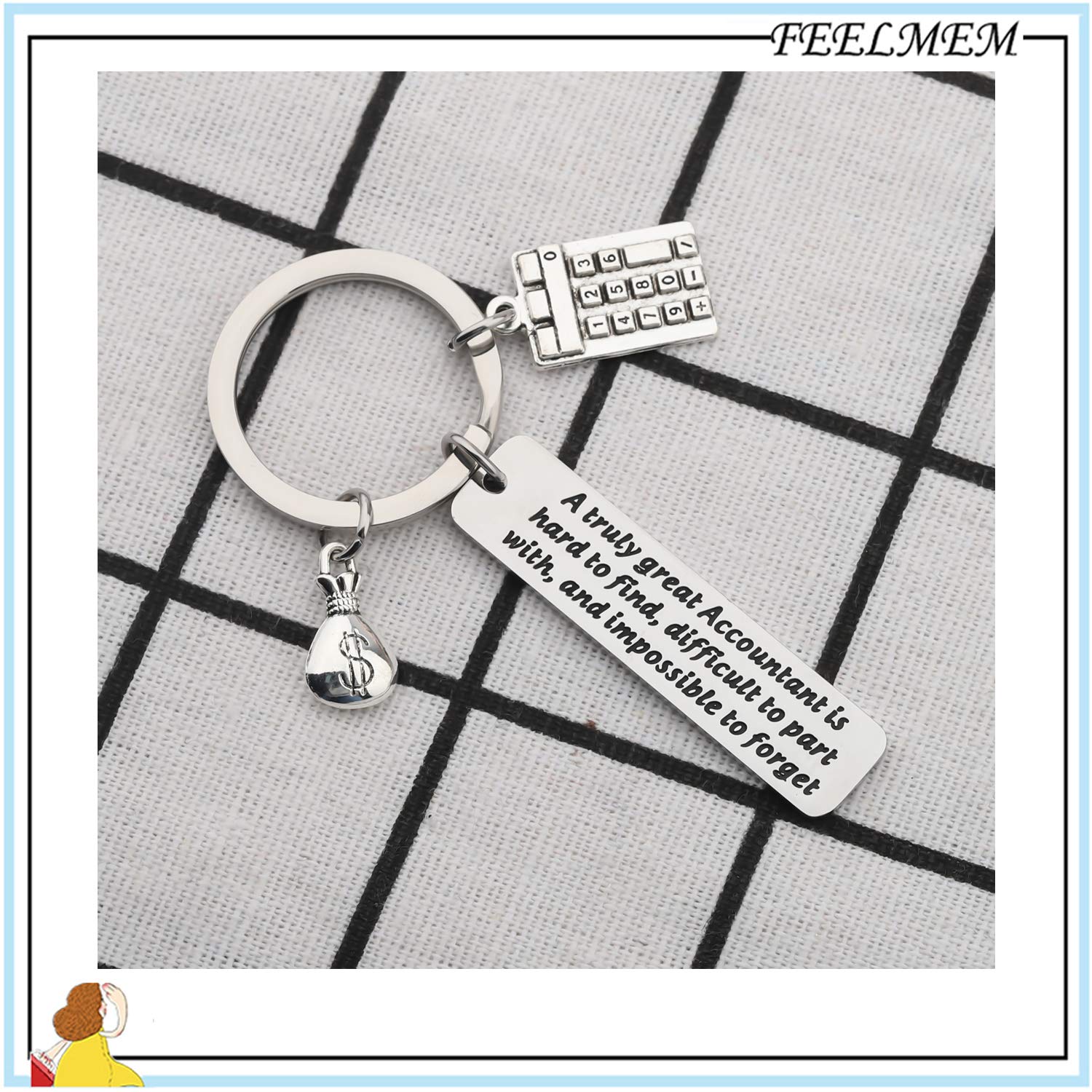 FEELMEM Accountant Gift A Truly Great Accountant is Hard to Find and Impossible to Forget Keychain CPA Coworker Gift CPA Tax Season Accounting Gift (Silver)