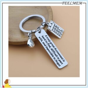 FEELMEM Accountant Gift A Truly Great Accountant is Hard to Find and Impossible to Forget Keychain CPA Coworker Gift CPA Tax Season Accounting Gift (Silver)