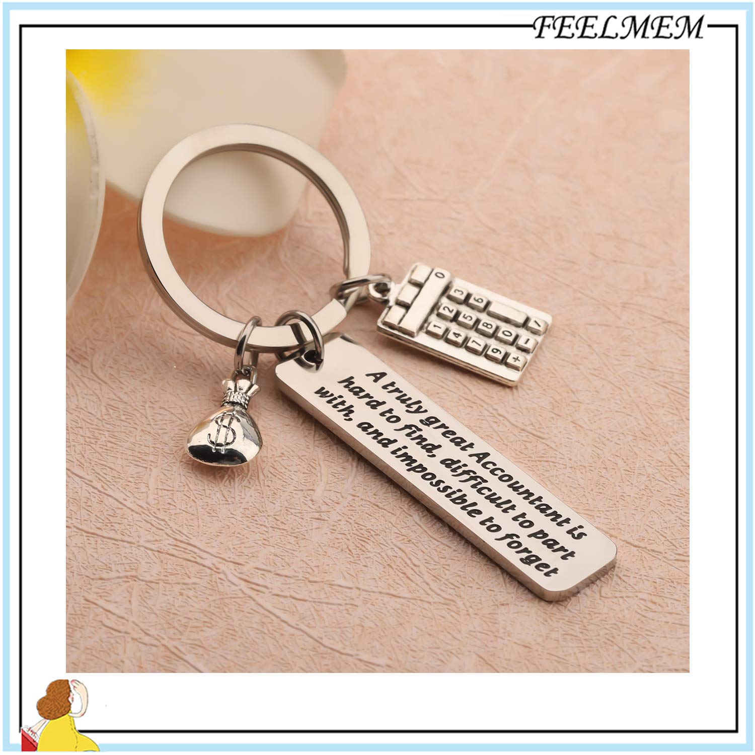 FEELMEM Accountant Gift A Truly Great Accountant is Hard to Find and Impossible to Forget Keychain CPA Coworker Gift CPA Tax Season Accounting Gift (Silver)