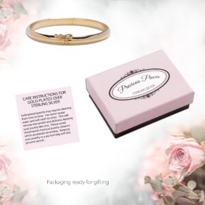 Precious Pieces Personalized Children's 14K Gold-Plated Classic Bangle Bracelet, Custom Jewelry with Engraved Name (Child-Medium)