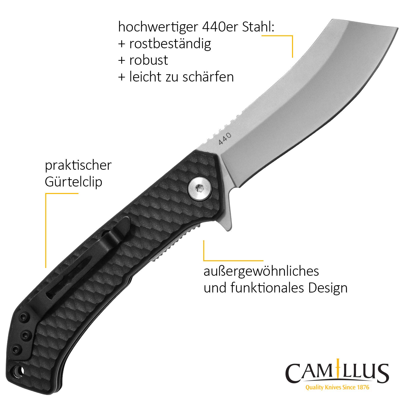 Camillus Barber 7"" Folding Knife, Black (19645)