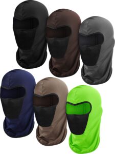 6 pieces balaclava face mask motorcycle mask windproof camouflage fishing cap face cover for sun dust protection (black coffee dark grey khaki navy blue shiny green)