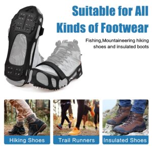 Ice Cleats Snow Traction Cleats Crampons for Walking on Snow and Ice Non-Slip Overshoe with Removable Straps Rubber Anti Slip Crampons Slip-on Stretch Footwear