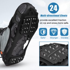 Ice Cleats Snow Traction Cleats Crampons for Walking on Snow and Ice Non-Slip Overshoe with Removable Straps Rubber Anti Slip Crampons Slip-on Stretch Footwear