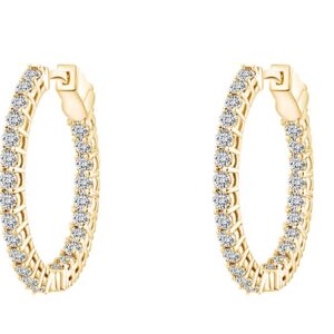 IGI Certified 1 Carat (Cttw) Round Lab Grown Diamond Inside Out Hoop Earrings In 10k Solid Yellow Gold 1 CT