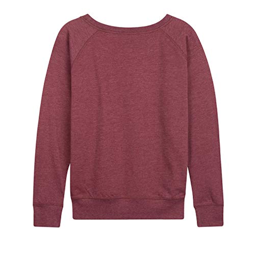 Instant Message - Sun And Flower - Ladies French Terry Pullover - Size Large Heather Maroon