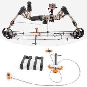 Jadeshay Compound Bow Press, Stainless Steel Portable Outdoor Hunting Archery Tool with Quad Bracket Set, Adjustable Cable for String and Maintenance