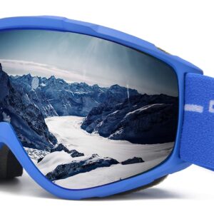 TurnWay OTG Ski/Snowboard Goggles - 100% UV Protection, Anti-Scratch & Anti-Fog - Snow Goggles for Men, Women & Youth