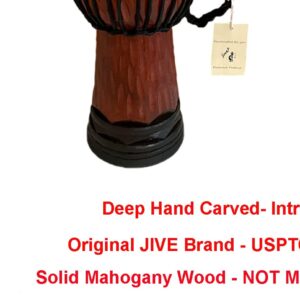 JIVE Djembe Drum African Bongo Congo Wood Drum Deep Carved Solid Mahogany Goat Skin Professional Quality 16" High