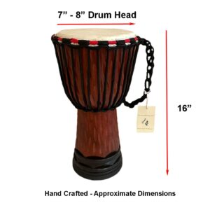 JIVE Djembe Drum African Bongo Congo Wood Drum Deep Carved Solid Mahogany Goat Skin Professional Quality 16" High