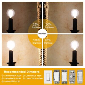 CRLight 3000K 6W Dimmable LED Candelabra Bulb Soft White, 65W Equivalent 650LM, E12 LED Light Bulbs, G16 Globe Clear Glass Chandelier Bulbs, Smooth Dimming Version, 6 Pack