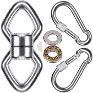 benelabel swing swivel with 2 carabiners, 770lb capacity, safest rotational device hanging accessory with 2 bearing for aerial silks dance, web tree swing, children's swing, yoga swing sets