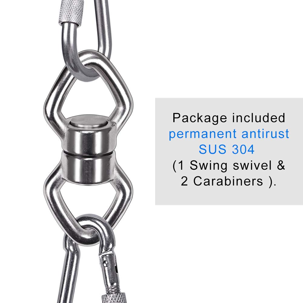 BeneLabel Swing Swivel with 2 Carabiners, 770LB Capacity, Safest Rotational Device Hanging Accessory with 2 Bearing for Aerial Silks Dance, Web Tree Swing, Children's Swing, Yoga Swing Sets